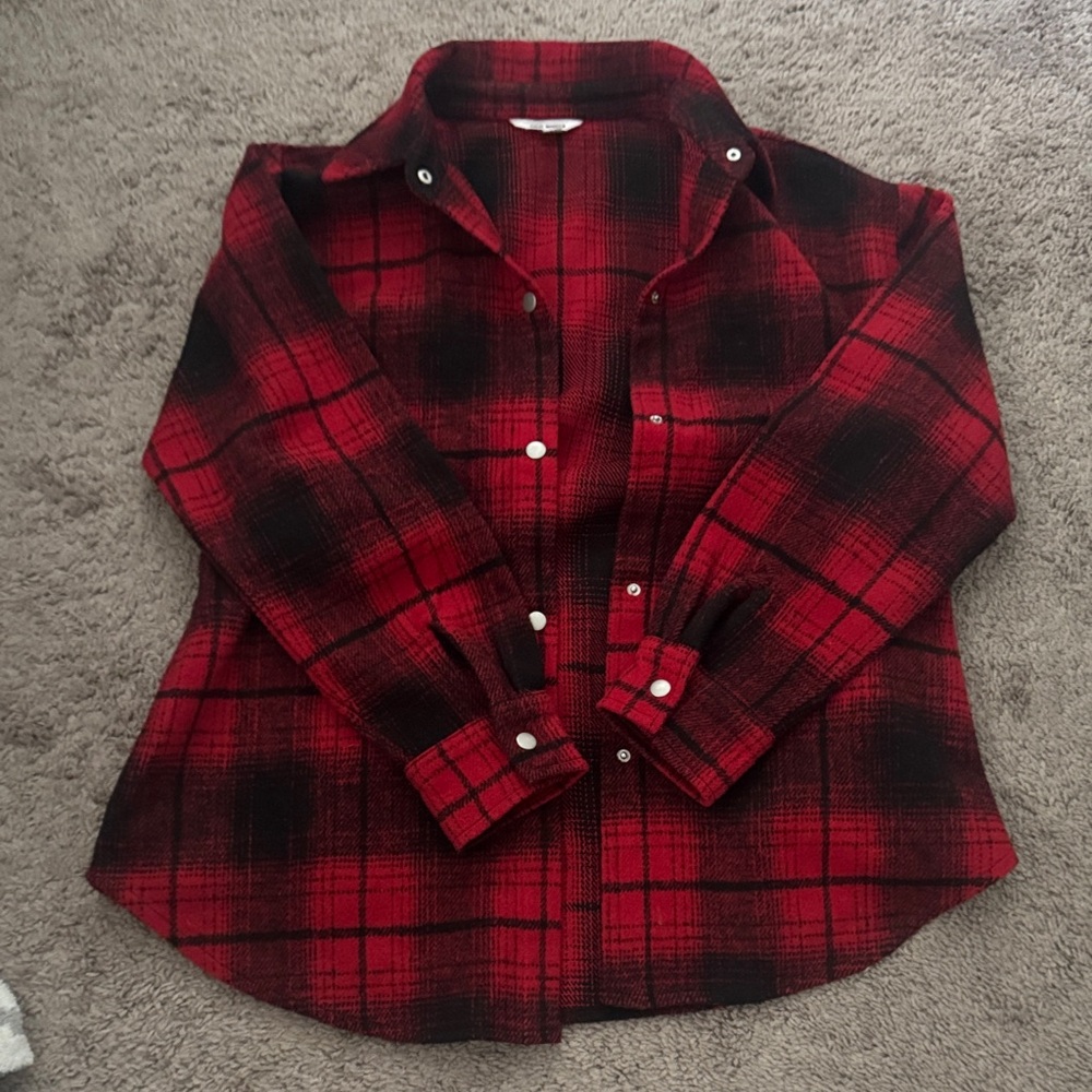 Steve Madden Red and Black Plaid Shacket